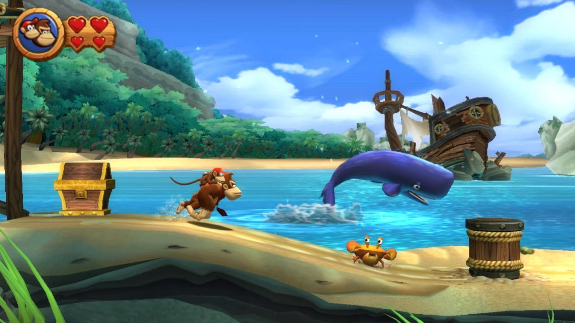 Donkey Kong and Diddy Kong during one of the best Wii games of all time, Donkey Kong Country Returns.
