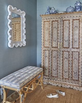 Small hallway with vintage storage pieces