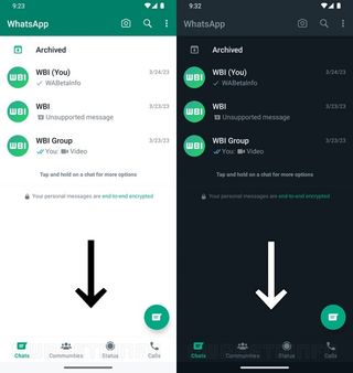 WhatsApp's new bottom navigation bar