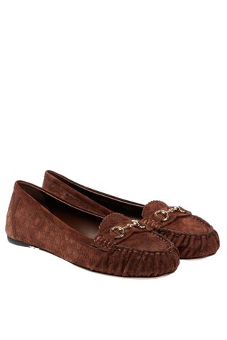 Gg Horsebit Suede Ballet Flats