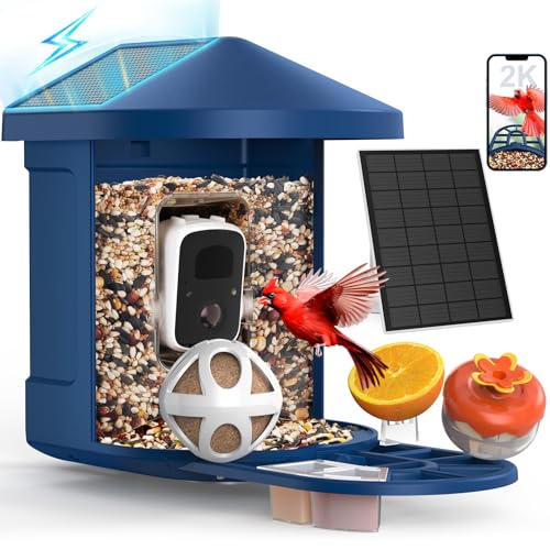 Peckcam® Bird Feeder With Camera, 2k Ultra Hd Live Stream & Ai Bird Id for 10,000+ Species, 3 Solar Powered, Ip65 Waterproof, Wifi Birdhouse Camera for Outdoor Backyard Mothers Gifts for Mom