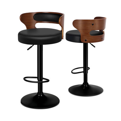pair of black and wood bar stools from Wayfair