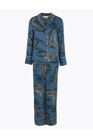 Satin Crane Print Pyjama Set, M&S, £35