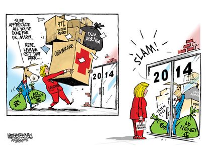 Political cartoon Mary Landrieu Democrats ad money