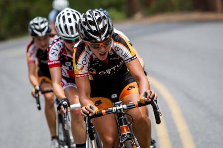 Jade Wilcoxson (Optum) drives the women's break up the final climb.