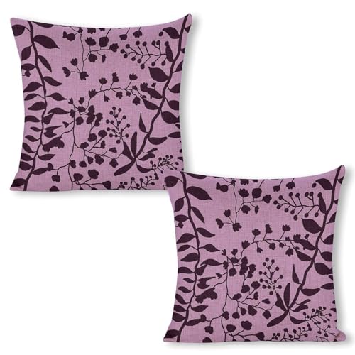 Compladeta Lavender Freesia Farmhouse Pillow Covers 18x18 Inch Set of 2 Decorative Throw Pillows Farmhouse Pillowcase Decor for Outdoor Couch Chair Home Couch