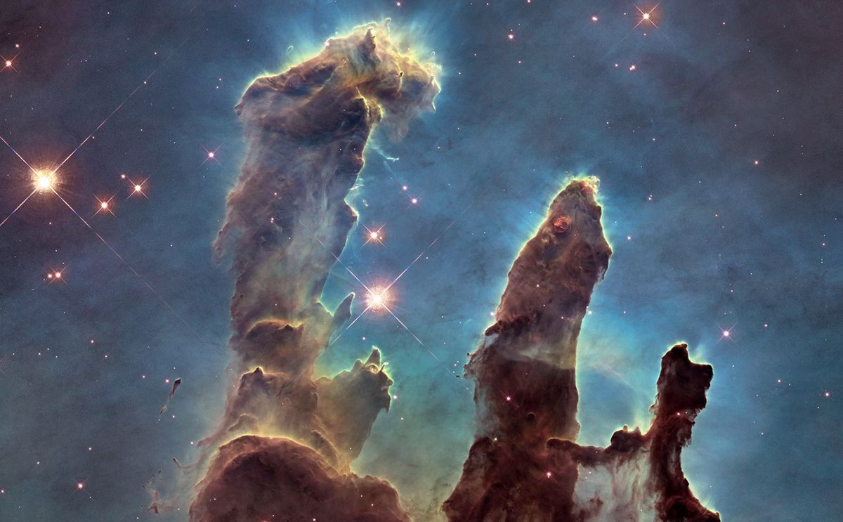 These towers of cosmic dust and gas make up part of the Eagle Nebula, also called the &quot;pillars of creation.&quot;