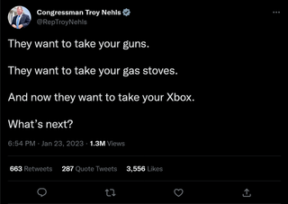 Troy Nehls tweets about Xbox power management