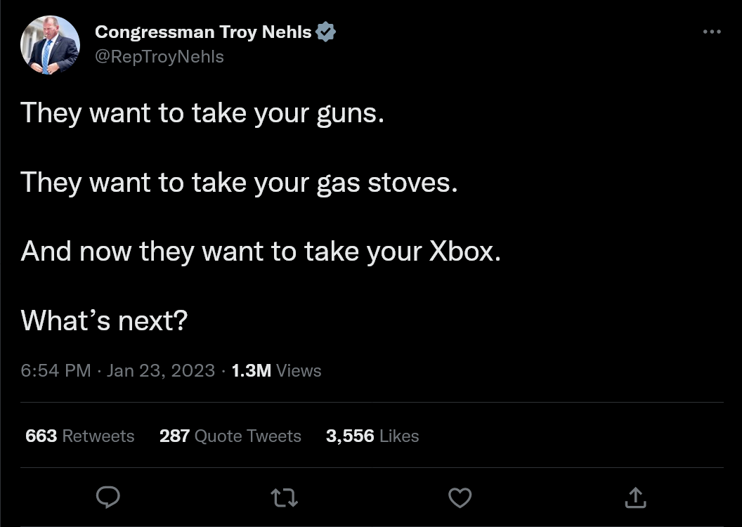 Troy Nehls, Xbox güç yönetimi hakkında tweet atıyor