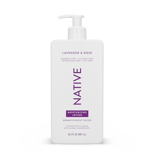 Native Body Lotion Contains Naturally Derived Plant-Based Moisturizers for Women and Men | Restores Dry Skin, Lavender & Rose, 16.5 Fl Oz
