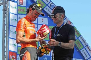 Samuel Sanchez inspects his cheese for being most aggressive rider