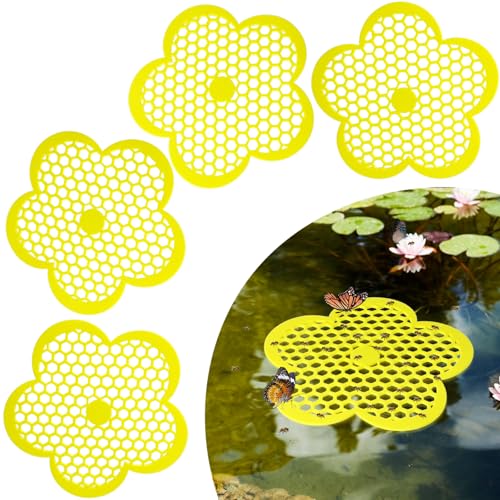 4 Pack Floating Bee Island 8.66 Inch Flower Floating Bee Watering Station Bee Waterer for Garden, Bee Feeding, Bee Bath