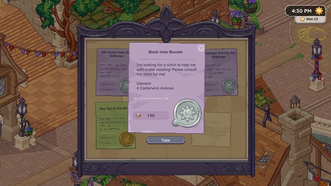 Assignment board in Witchbrook