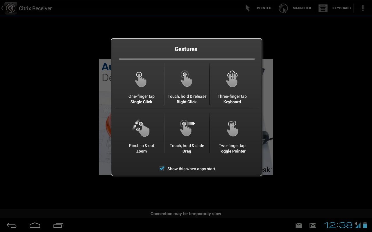 Fujitsu M532 Android tablet - Citrix gestures
