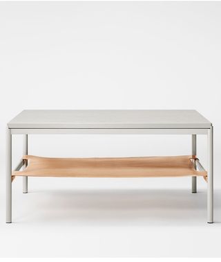 Mies lounge table in grey, oak veneer and natural leather, £1,110, Million at Opumo
