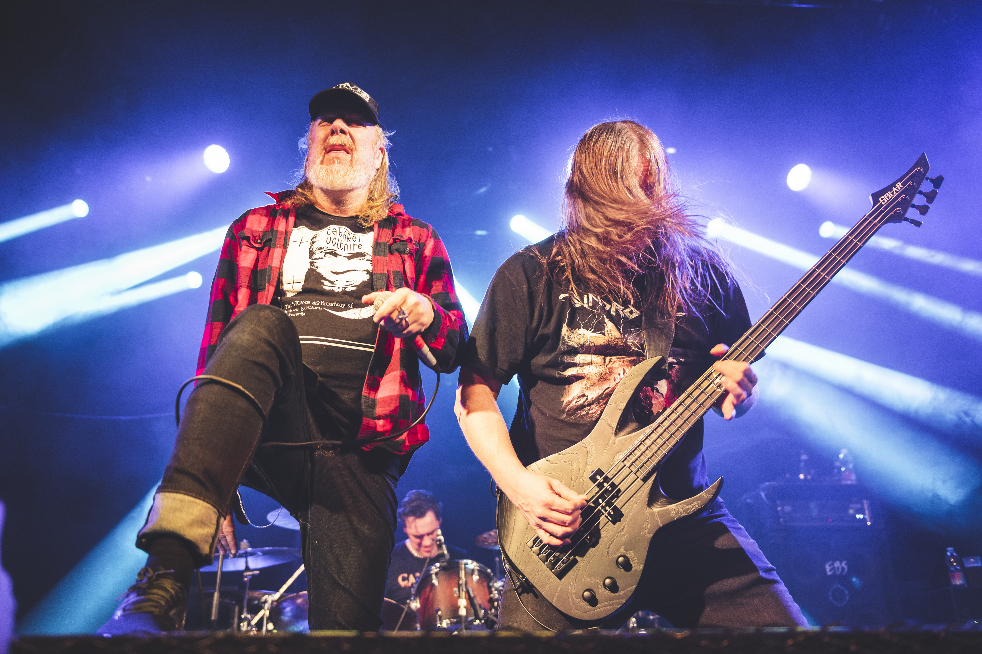 Tomas Lindberg, Jonas Bj&amp;ouml;rler and Adrian Erlandsson on stage with At The Gates