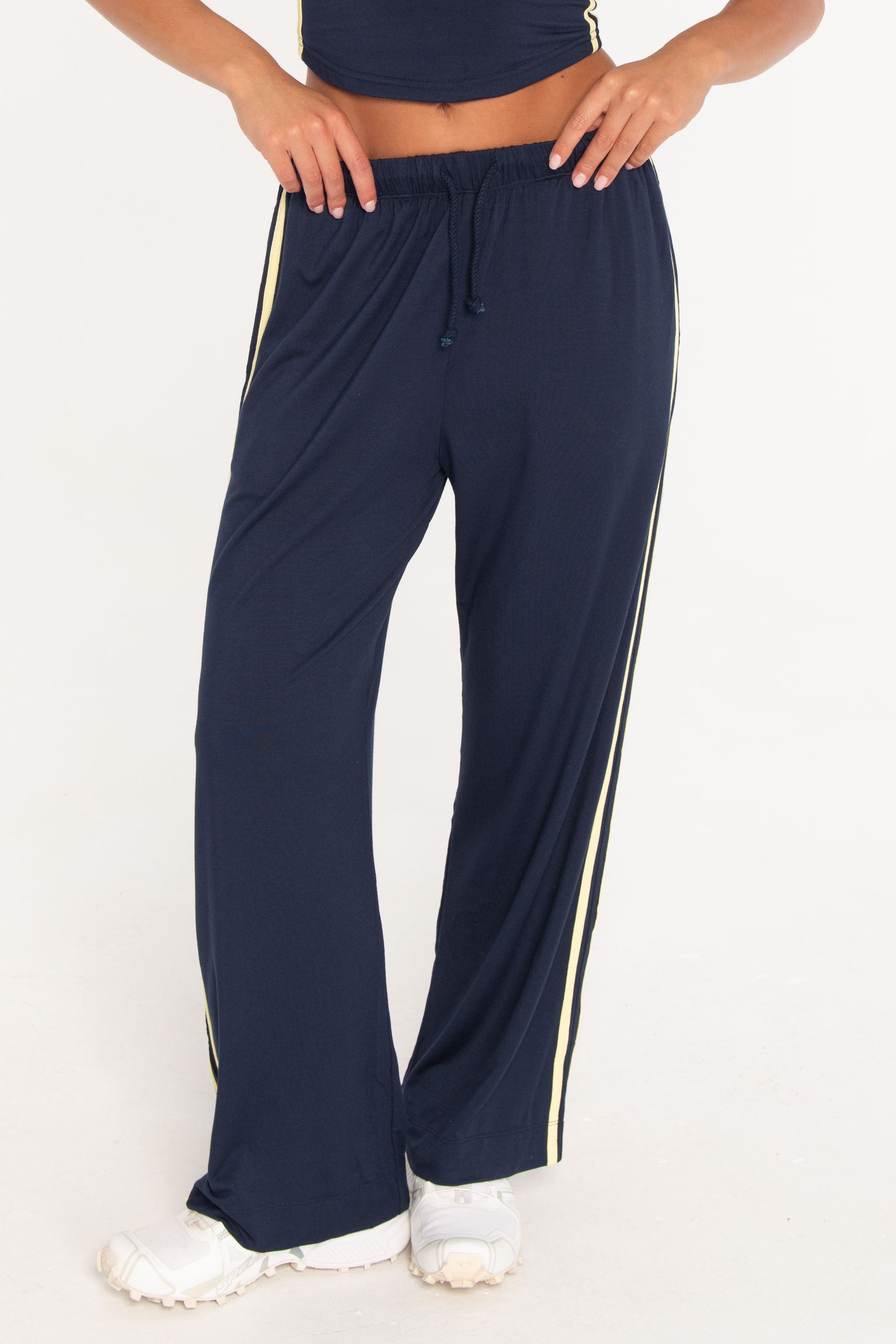 Stripe Lounge Pants - Navy/lemon - Xs