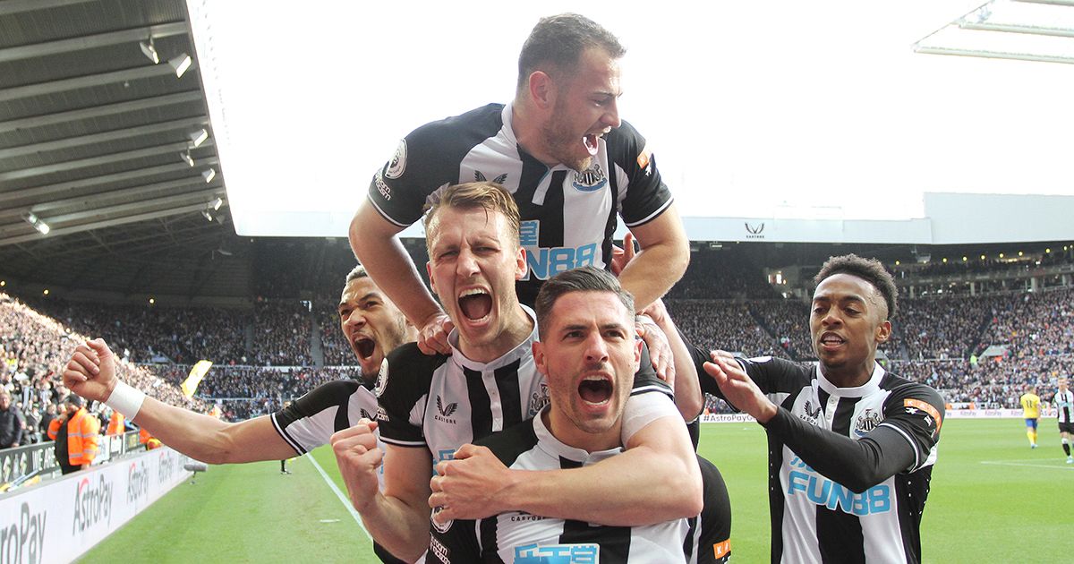 Richest clubs in the world revealed: Newcastle celebrate the second goal to make it 2-0 during the Premier League match between Newcastle United and Brighton and Hove Albion at St. James&#039;s Park, Newcastle on Saturday 5th March 2022.