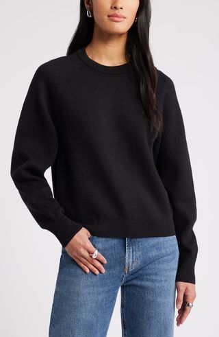 Raglan Sleeve Cotton 
Cashmere Crewneck Sweater