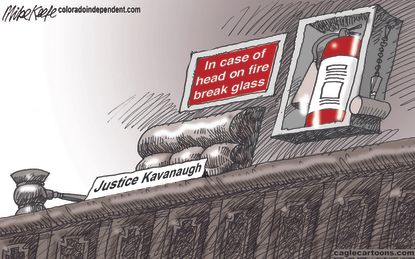 Political cartoon U.S. Brett Kavanaugh Supreme Court testimony temper