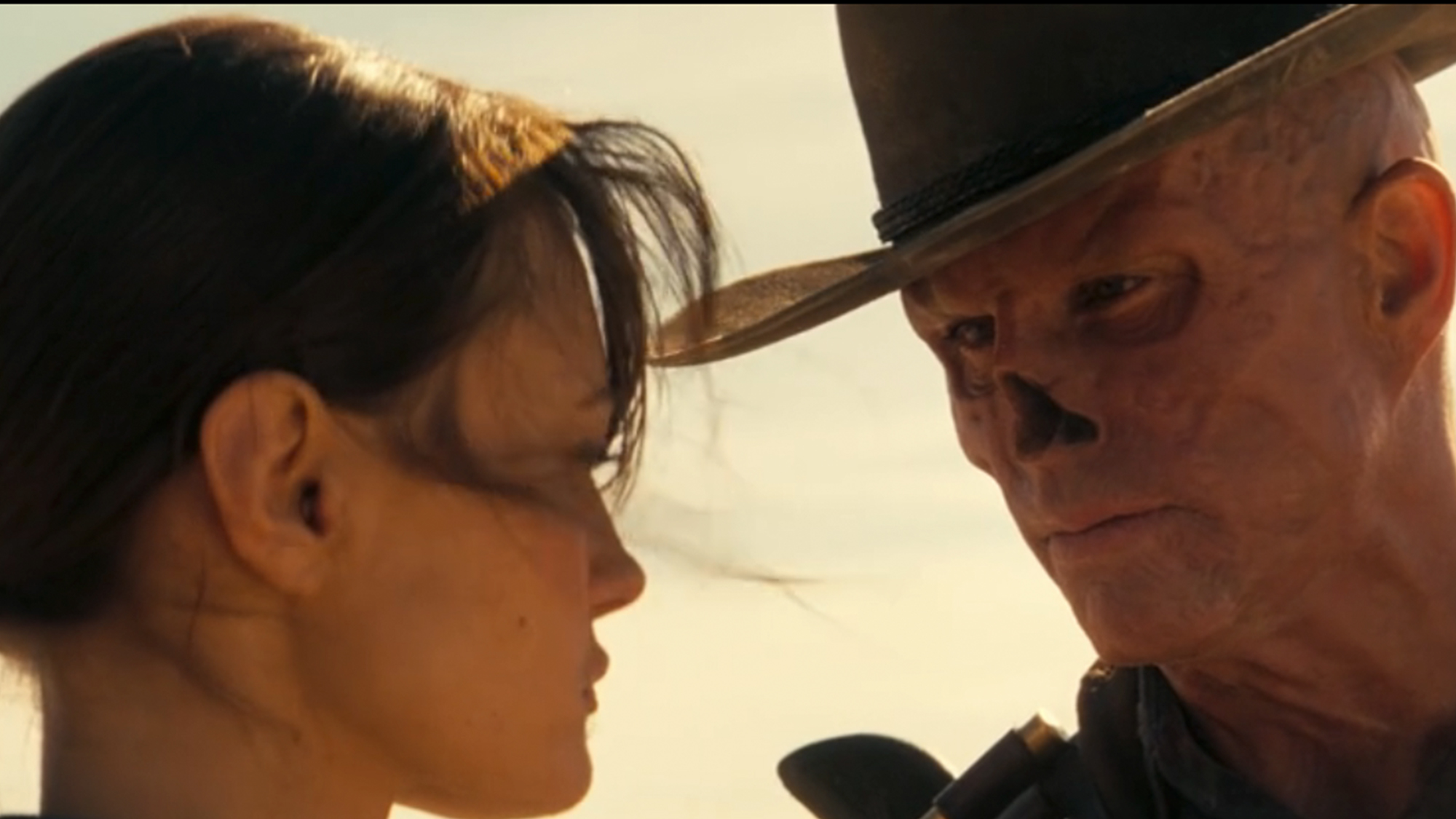Two characters talking to each other in Fallout