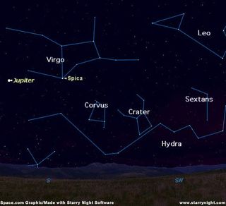 Hydra, Corvus and Crater Constellations Image