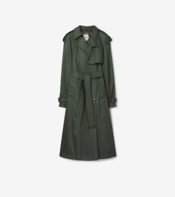 Long Nylon Hooded Trench Coat in Marrow Green - Women | Burberry&amp;reg; Official