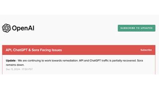 OpenAI Status Page Latest Update 850PM ET