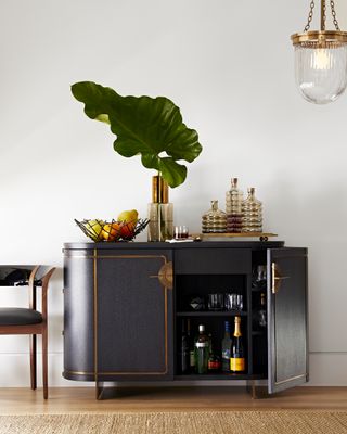 A bar console in the living room
