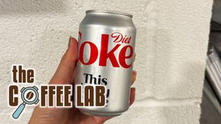 a photo of a diet coke with the coffee lab logo