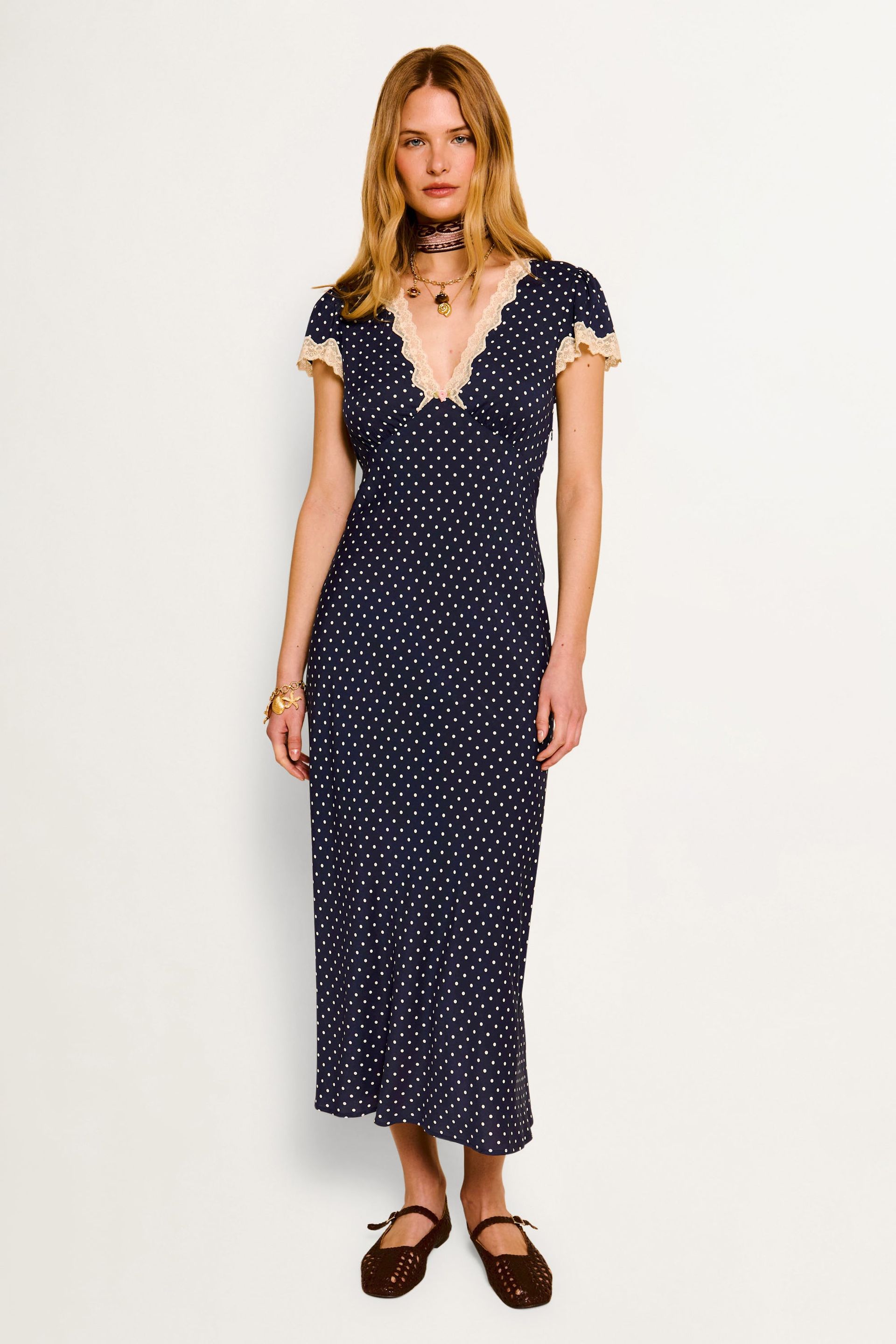 Clarice - Navy Polka Dot