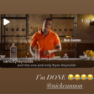 Screenshot of Bre Tiesi's Instagram Stories about Nick Cannon gin commercial