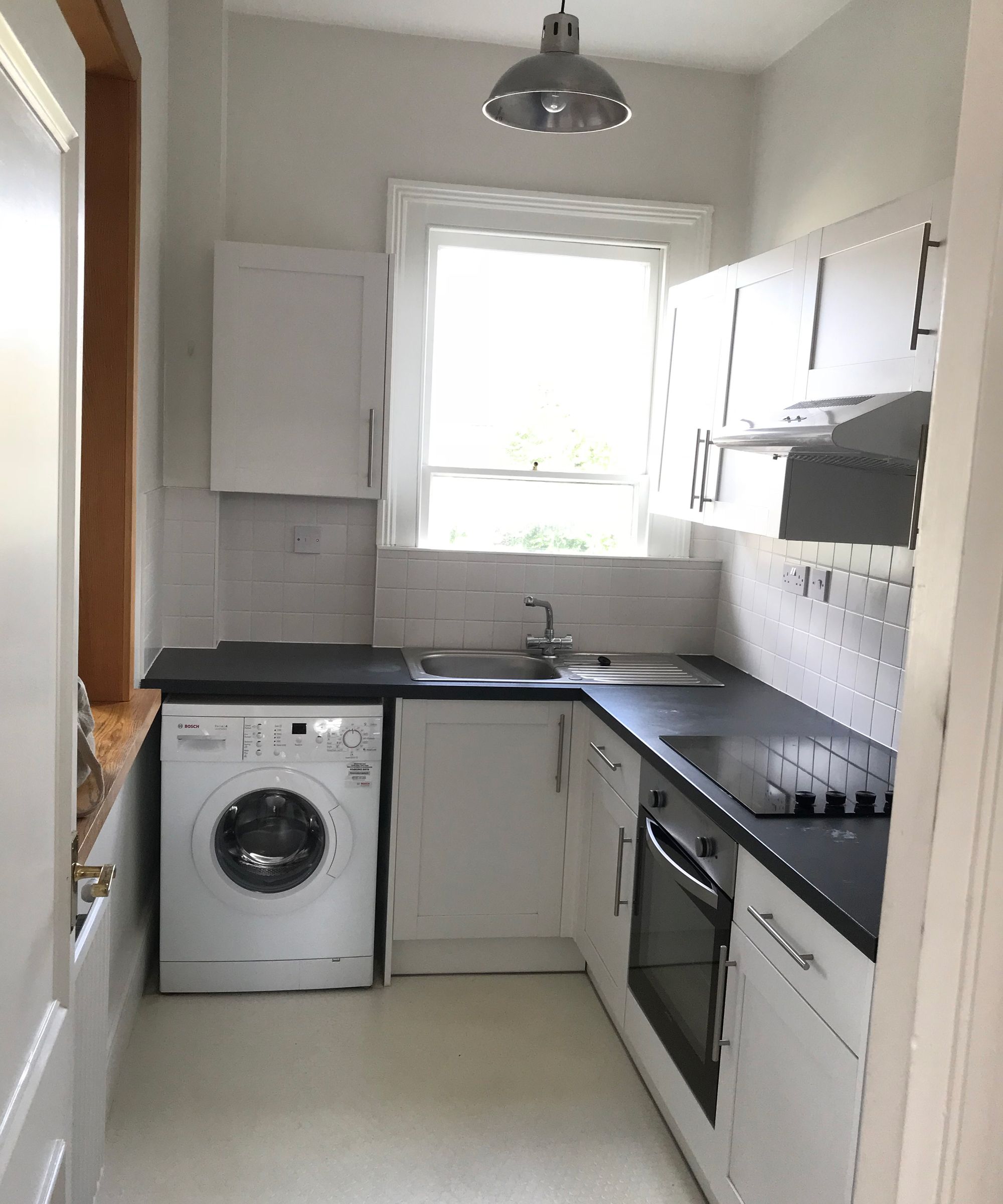 small green kitchen makeover by deVOL