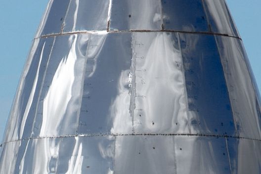 A close-up view of Starship. A numbering system is visible.