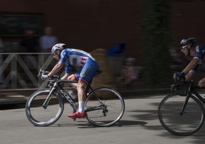 Dan Holloway speeds through the Benton Park circuit