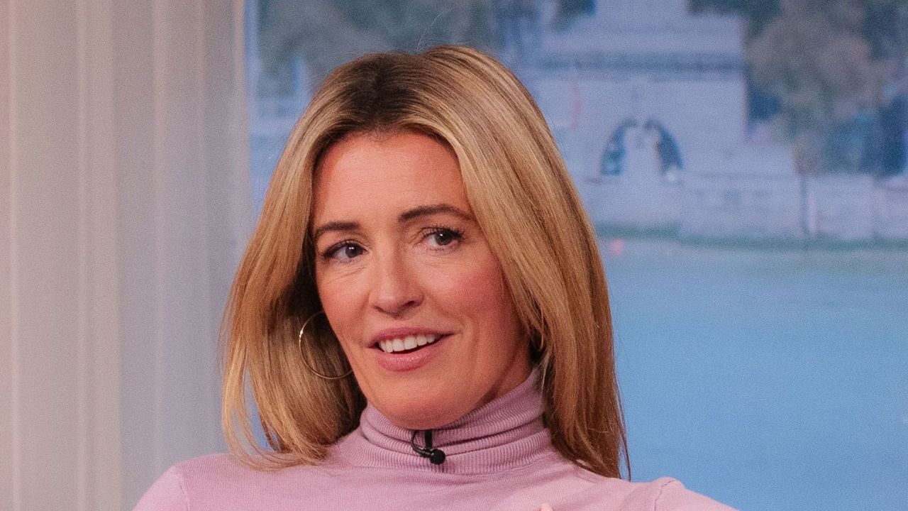 Cat Deeley wearing pink turtleneck and maxi skirt on This Morning on 20 October, 2025