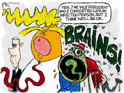 Political Cartoon U.S. Trump Mike Pence Coronavirus contact maga voters zombies