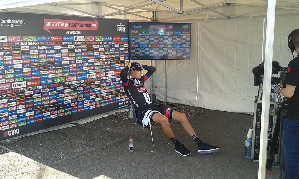Tobias Ludvigsson (Swe) Giant-Alpecin sits in the hot seat at the Giro d'Italia time trial opener