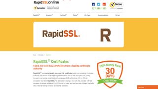 Website screenshot for RapidSSL