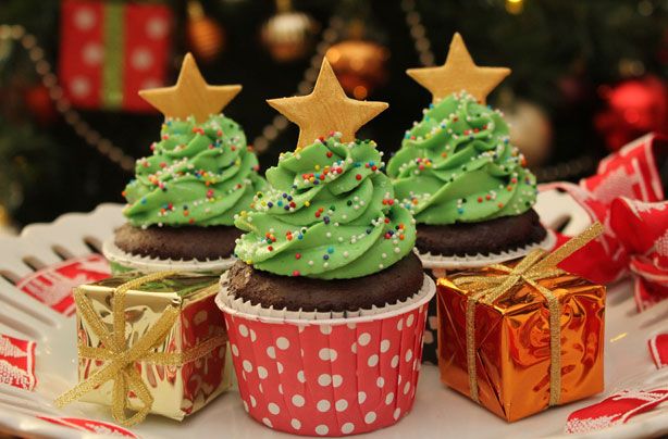 Christmas tree cupcakes