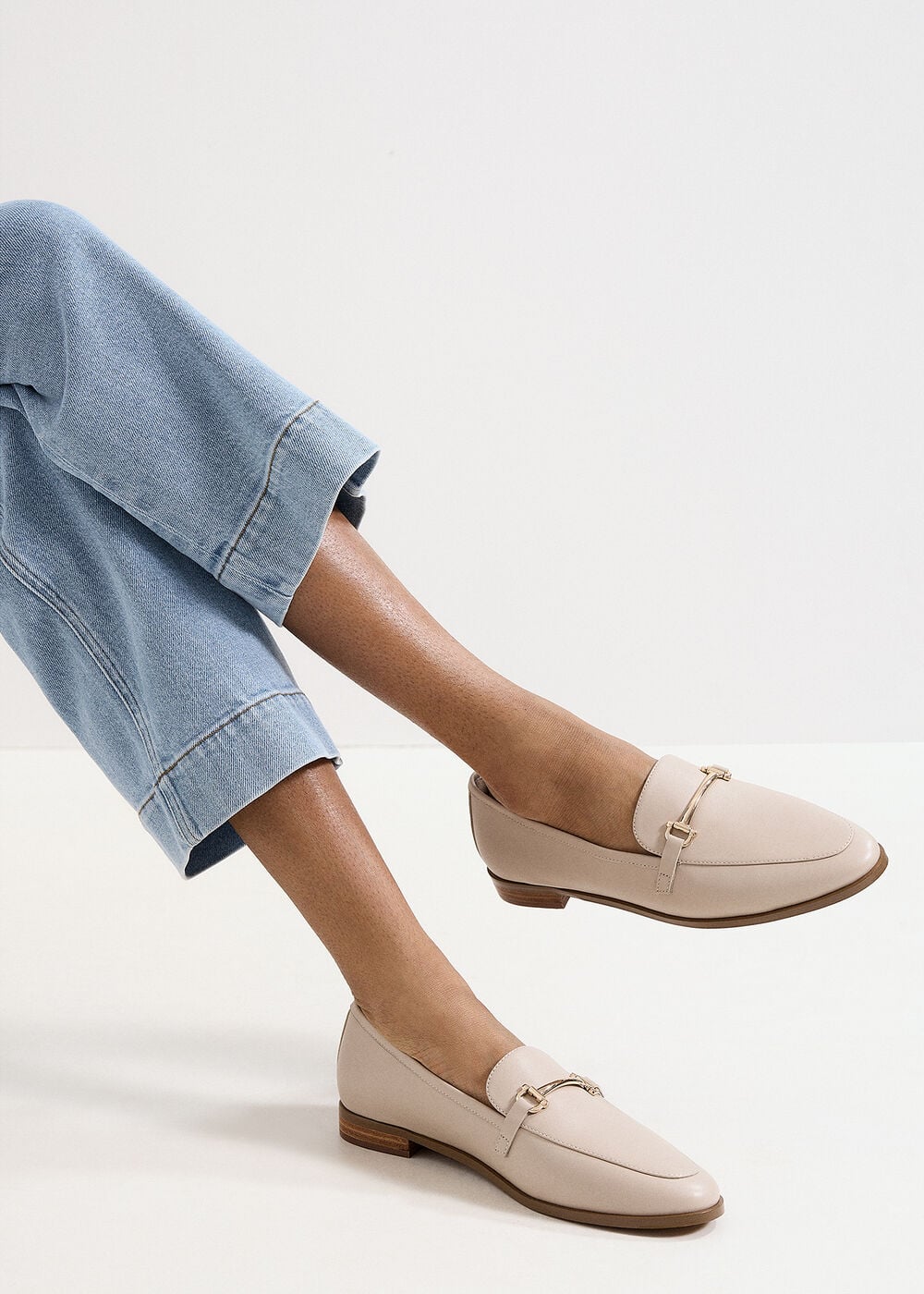 Leather Gold Detail Loafers