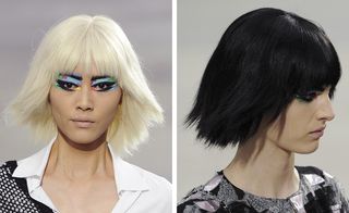 Karl Lagerfeld's art theme was magnified by make-up artist Peter Philips, who used the house's vibrant colour palettes to create a graphic design on each girl's lids and beyond