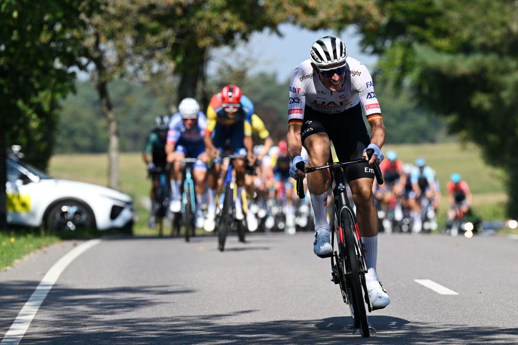 SCHIFFLANGE LUXEMBOURG SEPTEMBER 19 Nils Politt of Germany and UAE Team Emirates competes during the 84th Tour de Luxembourg 2024 Stage 2 a 155km stage from Junglinster to Schifflange UCIWT on September 19 2024 in Schifflange Luxembourg Photo by Tim de WaeleGetty Images