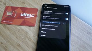 Ultra Mobile SIM connection options in Samsung settings