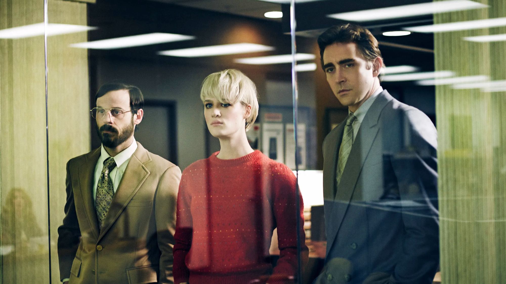 Scott McNairy, Mackenzie Davis and Lee Pace in Halt and Catch Fire