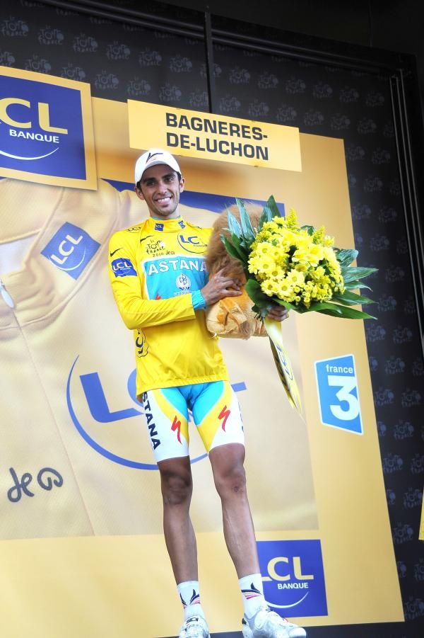 Alberto Contador (Astana) was jeered by sections of the crowd as he took yellow