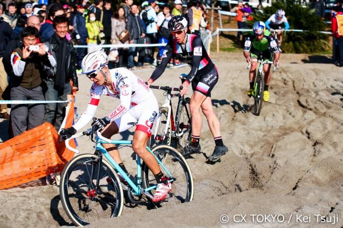 Takenouchi, Powers and Johnson in the sand