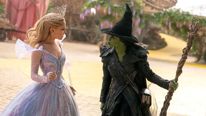 Ariana Grande as Glinda and Cynthia Erivo as Elphaba in Wicked: For Good