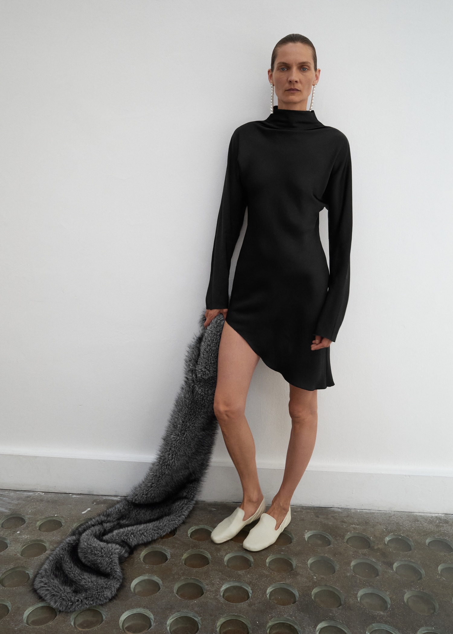 Asymmetrical Satin-Finish Dress With Asymmetrical Hem - Women | Mango United Kingdom