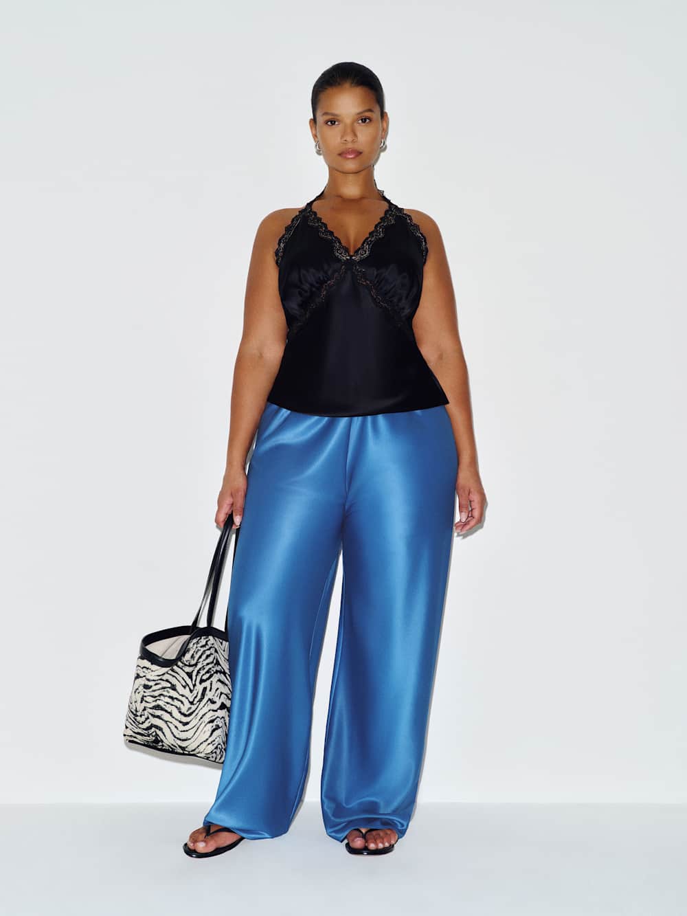 Gale Satin Mid Rise Bias Pant Es